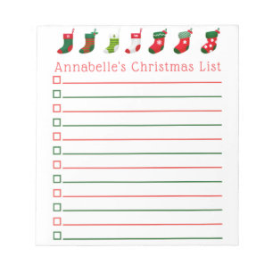 Christmas Stockings Shopping List Personalize Notepad