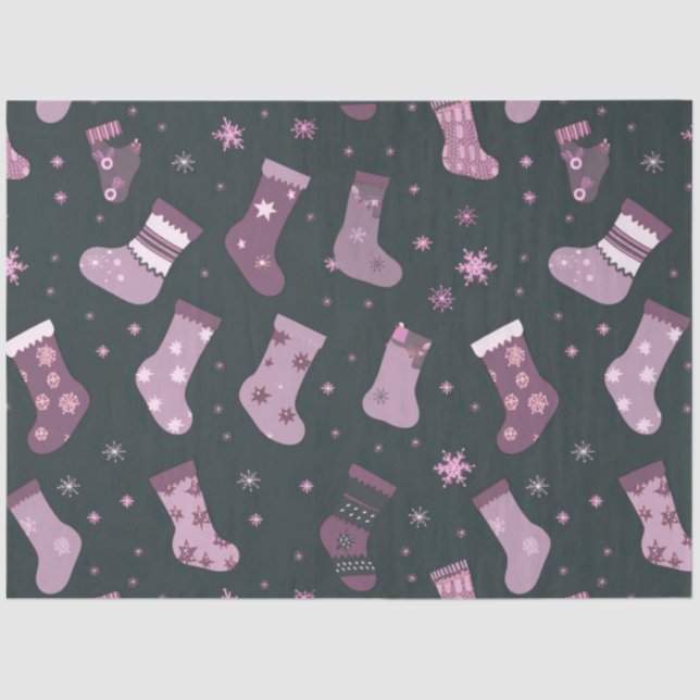 Christmas Stockings, Snowflakes & Stars Christmas Tissue Paper (Front)
