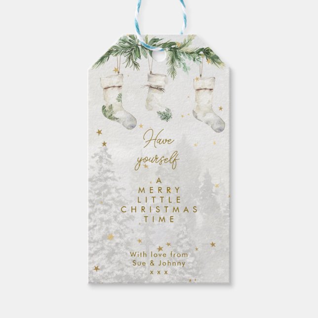 Christmas stockings winter holiday gift tags (Front)