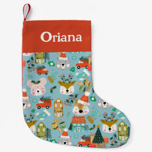Christmas stockings Woodland Cute Santa Animals