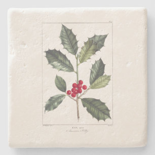 CHRISTMAS  STONE COASTER : HOLLY  : REDOUTÉ