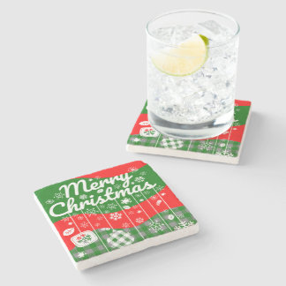 Christmas Stone Coaster – White Ornaments