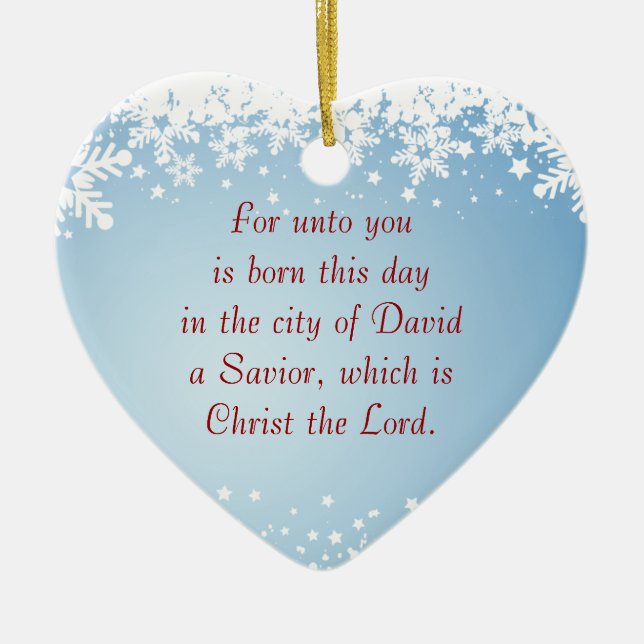 Christmas Story Luke 2 Christian Customisable Ceramic Tree Decoration (Front)