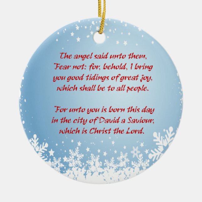 Christmas Story Luke 2 Christian Customisable Ceramic Tree Decoration (Front)