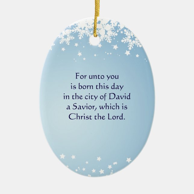 Christmas Story Luke 2 Christian Customised Dated Ceramic Tree Decoration (Front)