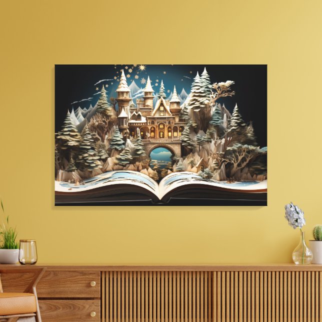 Christmas Storybook Castle Pop-Up Wonderland Canvas Print (Insitu(LivingRoom))