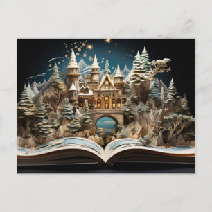 Christmas Storybook Castle Pop-Up Wonderland Holiday Postcard