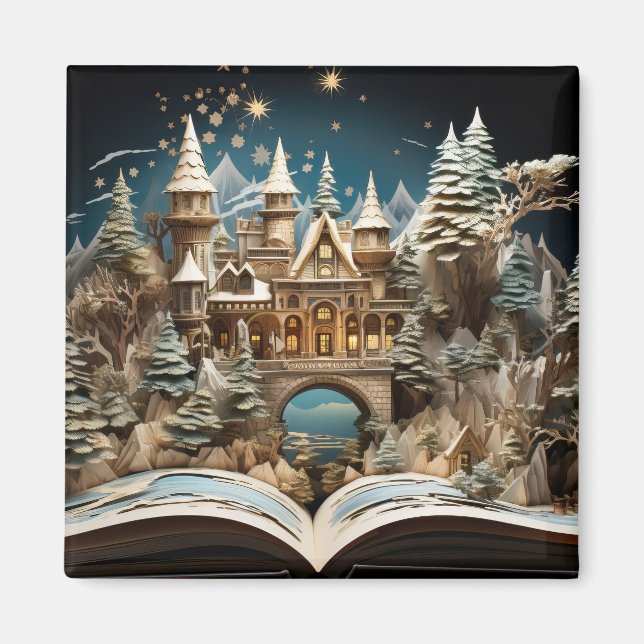 Christmas Storybook Castle Pop-Up Wonderland Magnet (Front)