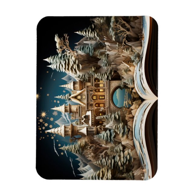 Christmas Storybook Castle Pop-Up Wonderland Magnet (Vertical)
