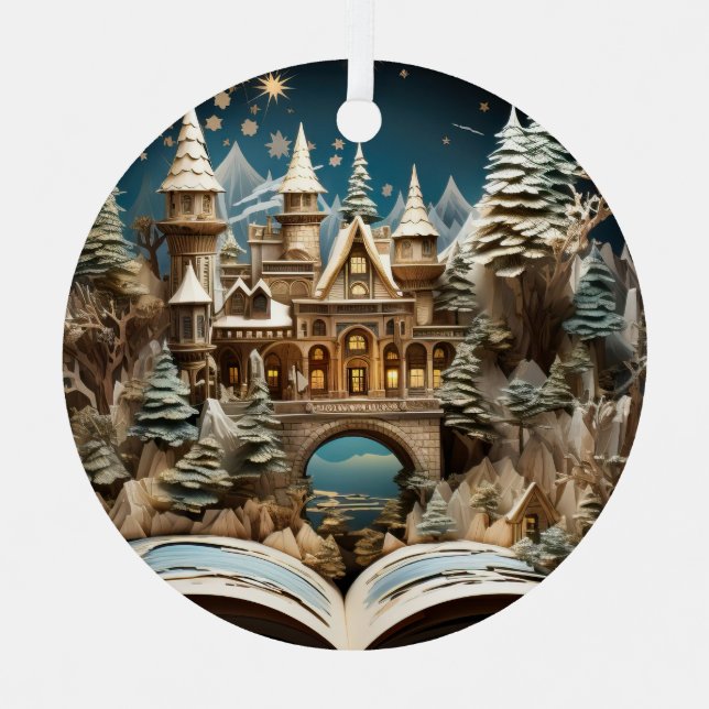 Christmas Storybook Castle Pop-Up Wonderland Metal Tree Decoration (Front)