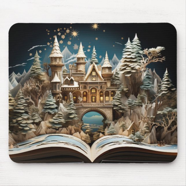 Christmas Storybook Castle Pop-Up Wonderland Mouse Mat (Front)