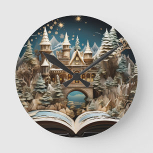 Christmas Storybook Castle Pop-Up Wonderland Round Clock