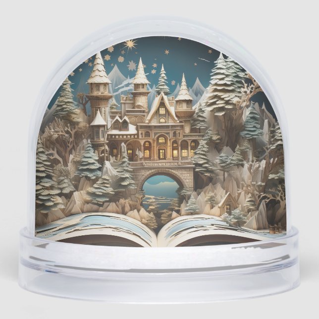 Christmas Storybook Castle Pop-Up Wonderland Snowglobe (Front)