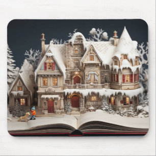 Christmas Storybook Manor With Child & Dog Mouse Mat