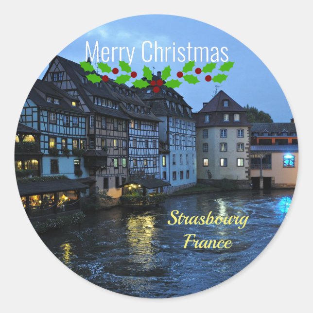 Christmas, Strasbourg, France Classic Round Sticker (Front)