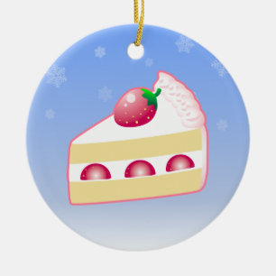 Christmas Strawberry Cake Ceramic Tree Decoration