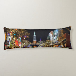 Christmas Street Church and Snow Body Cushion