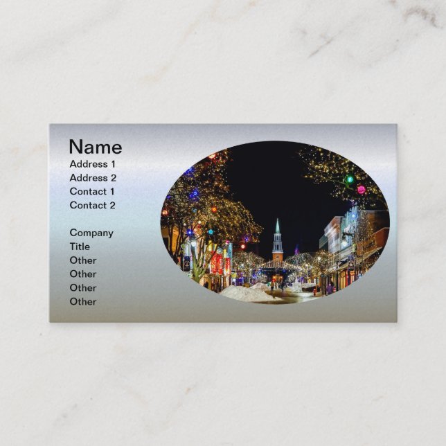 Christmas Street Church and Snow Business Card (Front)