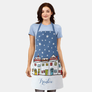 Christmas Street Snow Scene Apron