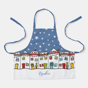 Christmas Street Snow Scene Apron