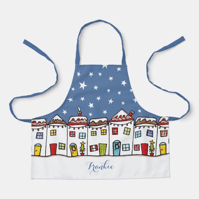 Christmas Street Snow Scene Apron (Front)