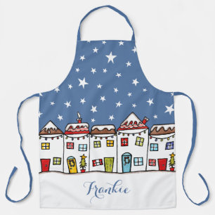 Christmas Street Snow Scene Apron