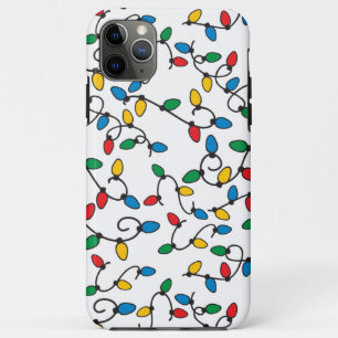 Christmas String Lights Colorful Bulbs on White iPhone 11 Pro Max Case