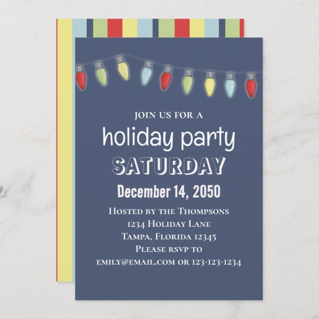Christmas String Lights Whimsical Cute Typography Invitation (Front/Back)