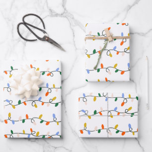 Christmas String Lights Wrapping Paper Sheet Set