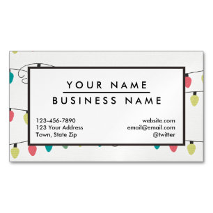 Christmas String of Lights Pattern Magnetic Business Card