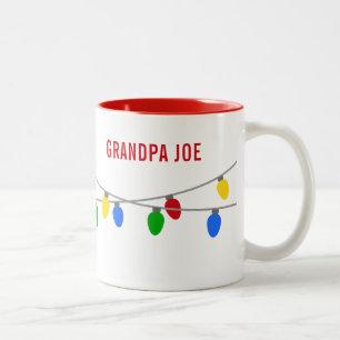 Christmas String of Lights   Personalised Two-Tone Coffee Mug