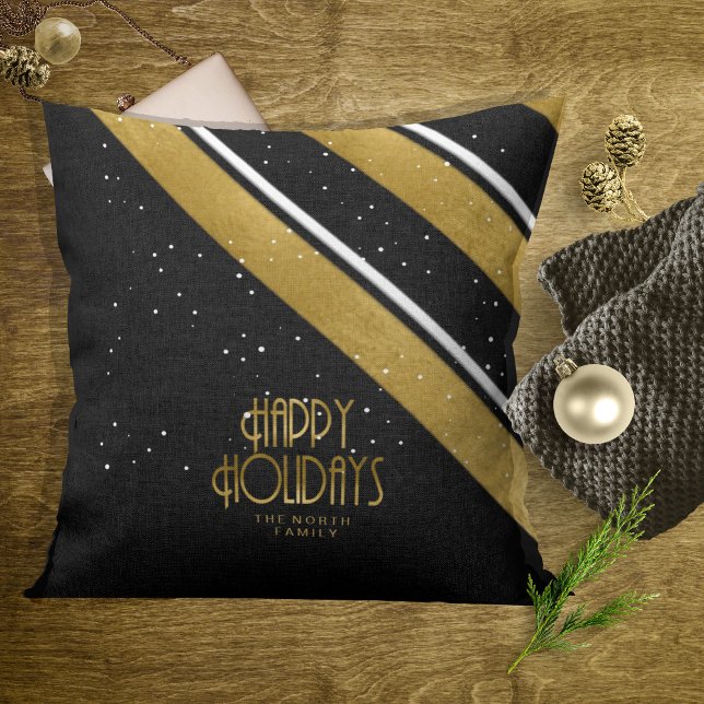 Christmas Stripe Pattern Gold/Black ID862  Cushion (Creator Uploaded)