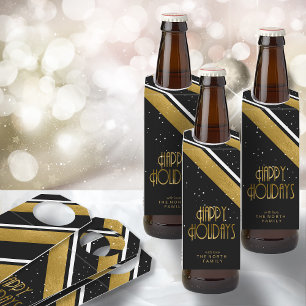 Christmas Stripe Pattern Gold ID862 Bottle Tag