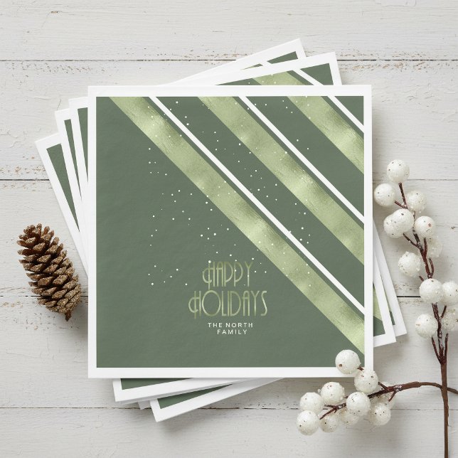 Christmas Stripe Pattern Green/White ID862 Napkin (Creator Uploaded)
