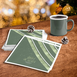 Christmas Stripe Pattern Green/White ID862 Napkin