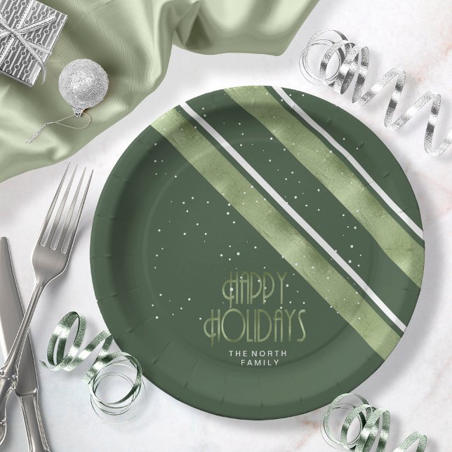 Christmas Stripe Pattern Green/White ID862 Paper Plate (Creator Uploaded)