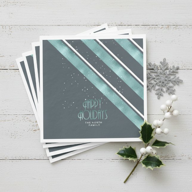 Christmas Stripe Pattern Teal/White ID862 Napkin (Creator Uploaded)