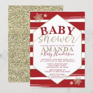 Christmas Striped Baby Shower Invitation