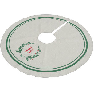 Christmas Stripes and Wreath Monogram Tree Skirt