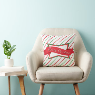 Christmas Stripes & Banner Cushion