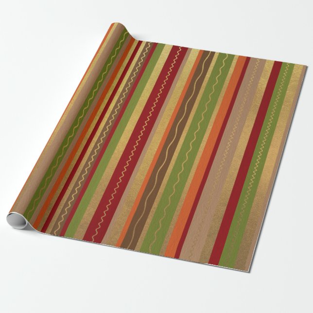Christmas Stripes Design Wrapping Paper  (Unrolled)