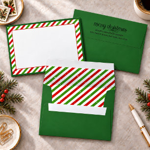 Christmas Stripes Green Holiday Envelope