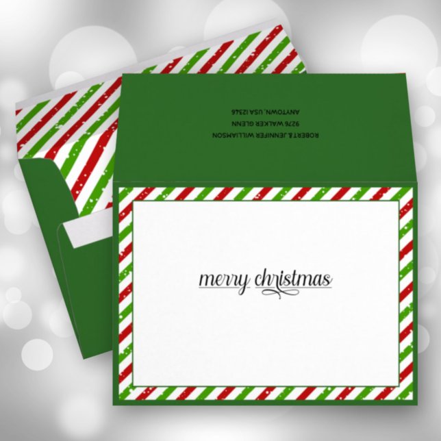 Christmas Stripes Holiday 5x7 Green Envelope (Creator Uploaded)