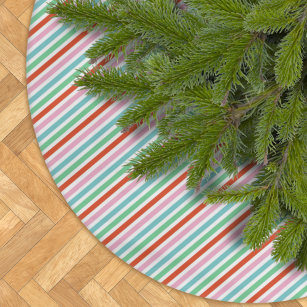 Christmas Stripes   Modern Colorful Cheerful Cute Brushed Polyester Tree Skirt