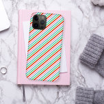 Christmas Stripes | Modern Colourful Cheerful Cute iPhone 15 Case<br><div class="desc">Stylish, cute christmas diagonal candy stripe iphone case in striking shades of red, green, blue and pink in a modern, 'scandi 'scandinavian design style. A beautiful accessory for the festive holiday season or any time of the year! Part of our Festive Stripe Collection, with a range of complimentary products please...</div>