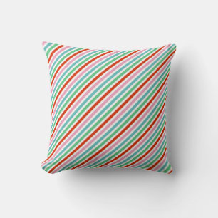 Christmas Stripes   Modern Colourful Cheerful Cute Cushion