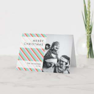 Christmas Stripes   Modern Colourful Cheerful Phot Holiday Card