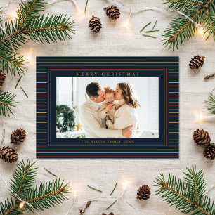 Christmas Stripes One Photo Holiday Card