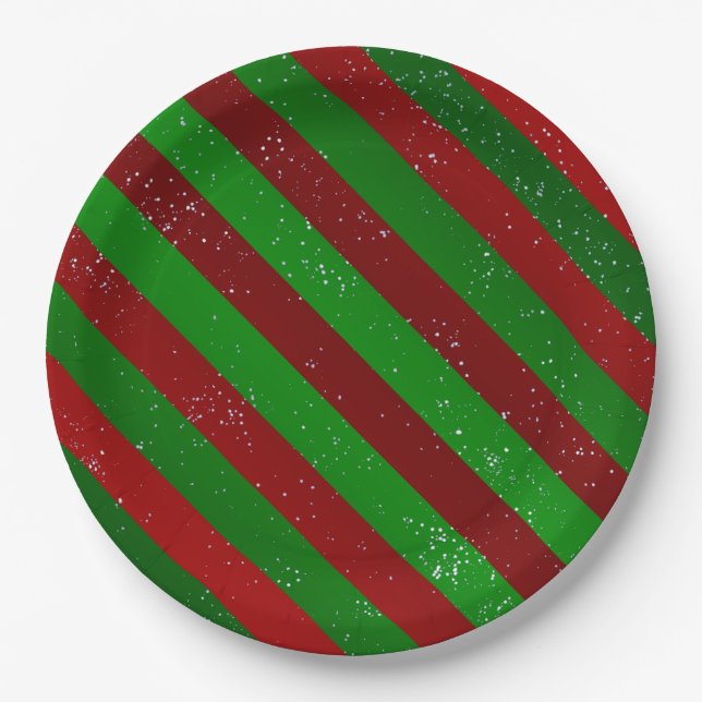 Christmas Stripes Paper Plate (Front)