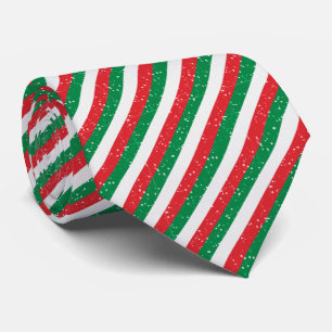 Christmas Stripes Peppermint with snow Holiday Tie